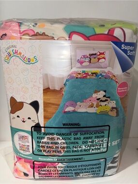 Squishmallows Twin Bedding Set NEW – Reversible Comforter & Sham 2pc